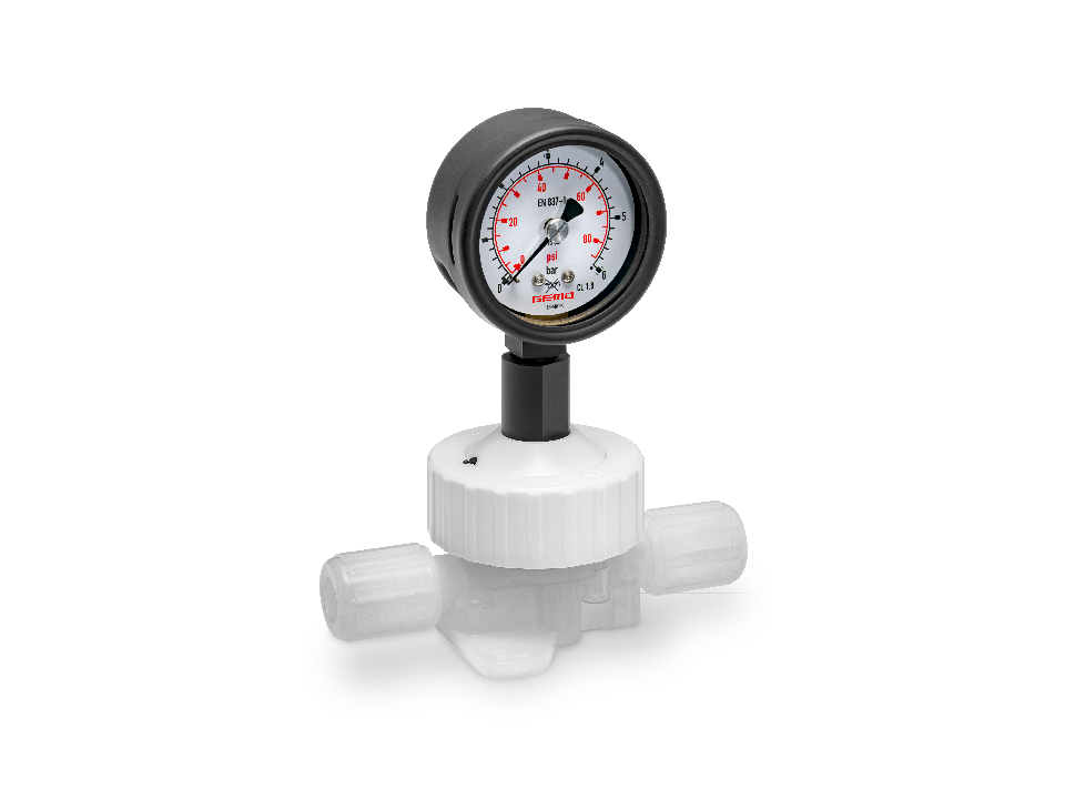 Pressure gauge with PFA pressure transmitter