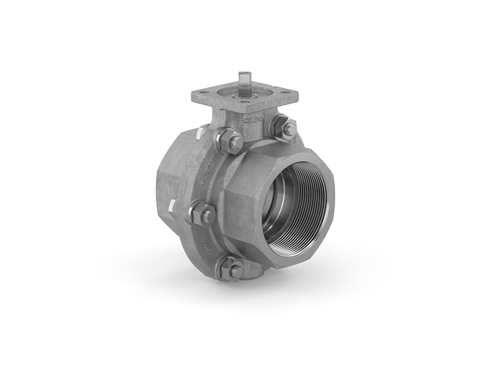 Butterfly valve with free shaft end made of metal