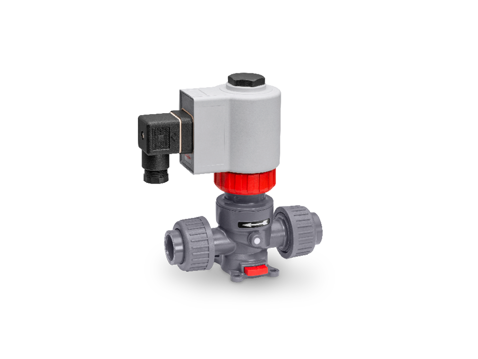 Direct operated process solenoid valve made of plastic