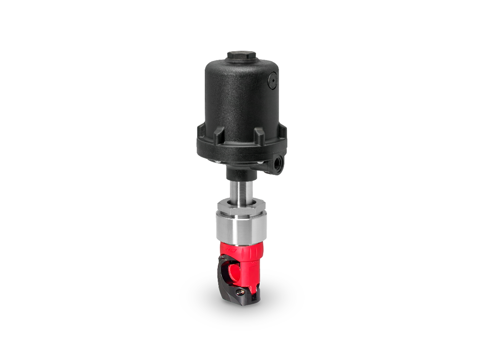 Pneumatically actuated pinch valve with plastic piston actuator