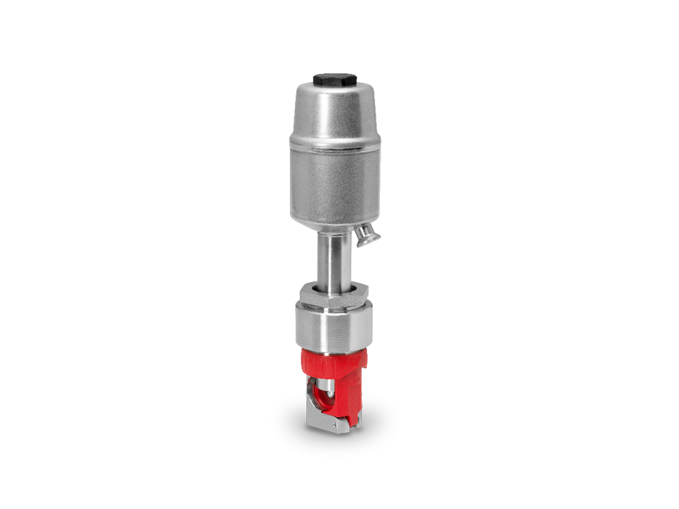 Pneumatic pinch valve with stainless steel piston actuator