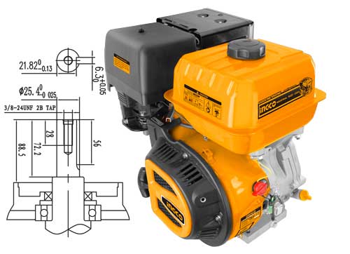 GEN1882Gasoline engineMax.output:13.0HPCamshaft diameter:25.4mm,Q TYPEMax.torque:29Nm