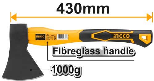 HAX02010008AxeWeight:1000gDrop-forged axe headUnique design fiberglass handle