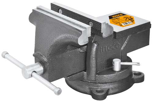 HBV084Bench viceSwivel base Size：4"Weight:6.7kgMax clamping force:1300KGS