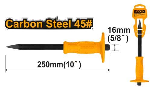 HCC0841016Concrete chiselSize:4mm*16mm*250mmMaterial:45# Carbon steelUnique design handle