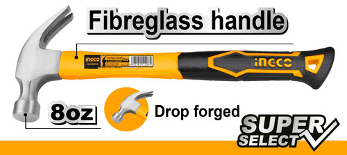 HCH80808Claw hammerWeight:8oz/220gINGCO Style Fiberglass handle