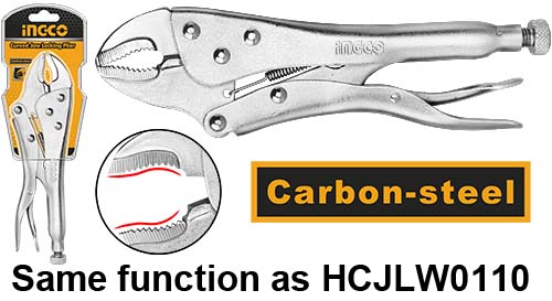 HCJLW0210Curved jaw locking plierSize: 10"Nickel platedOpenings range: 0-50mm