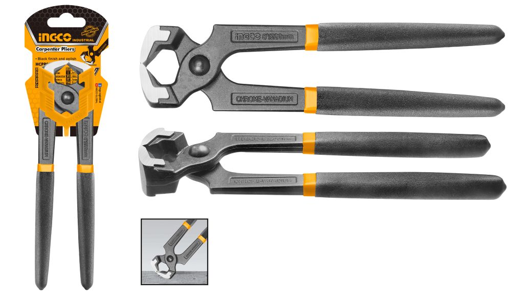 HCPP02200Carpenter pliersSize: 8"/200mmMaterial: Cr-VPacked by half double blister
