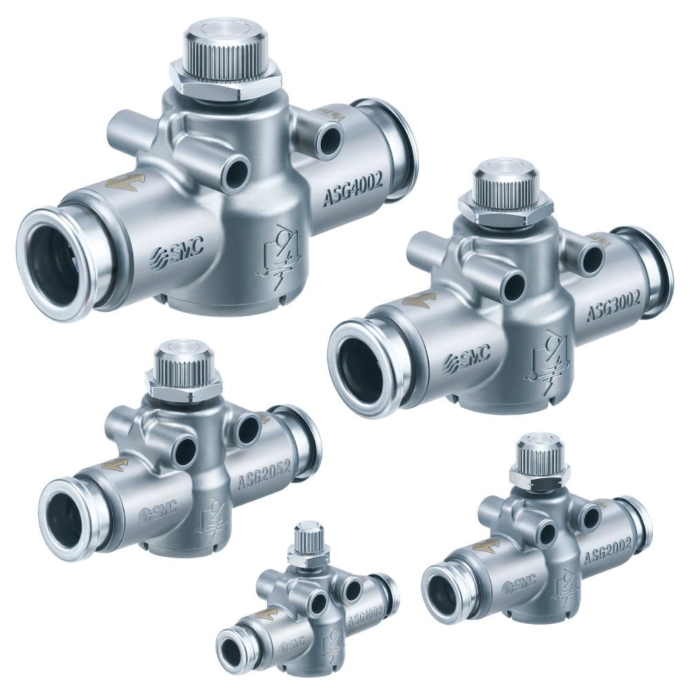 Stainless Steel Throttle Valve with One-touch Fittings / In-line Type HF2B-ASG-□TV