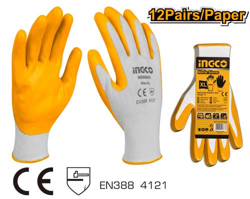 HGNG01Nitrile glovesSize:XLUse for oil environment  (less oil)worker etc.Nitrile coated palm, smooth and rough-texture palm finish.