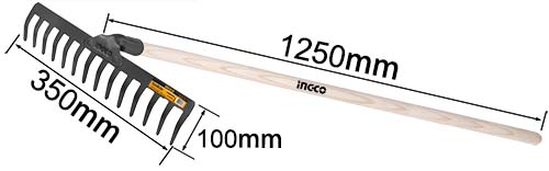HGRH0204Gravel rake with handleLength:1250mmShovel weight:1kgPacked by label
