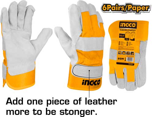 HGVC01Leather glovesSize:10.5"Use for carriers, machining operators, garden work etc.Cow split leather gloves