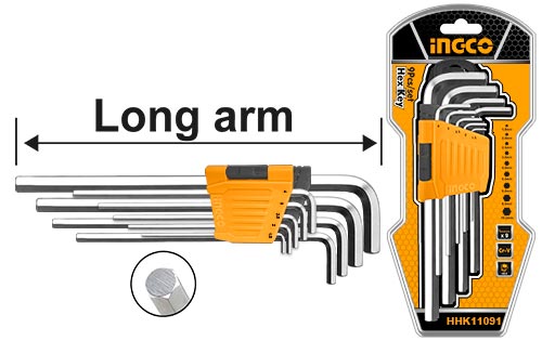 HHK11091Hex keySize:1.5-10mmLong armMaterial:S2