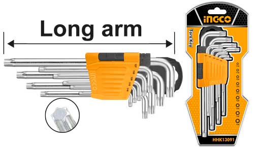 HHK13091Torx keySize:T10-T50Long armMaterial:S2