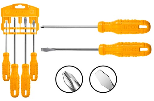 HKSD04584 Pcs screwdriver set4 pcs screwdriver setnew design handleMaterial:CR-VPacked by plastic hanger