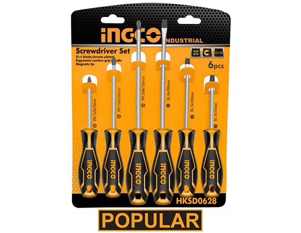 HKSD06286 Pcs screwdriver set6 pcs screwdriver setINGCO new design handleMaterial:CR-V