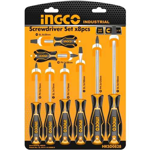 HKSD08288 Pcs screwdriver set8 pcs screwdriver setINGCO new design handleMaterial:CR-V