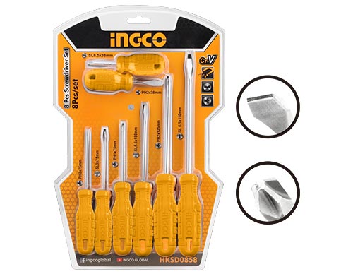 HKSD08588 Pcs screwdriver set8 pcs screwdriver setMaterial：CR-VPacked by double blister