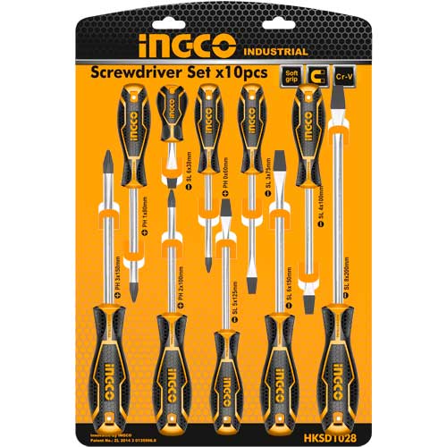 HKSD102810 Pcs screwdriver set10 pcs screwdriver setINGCO new design handleMaterial:CR-V
