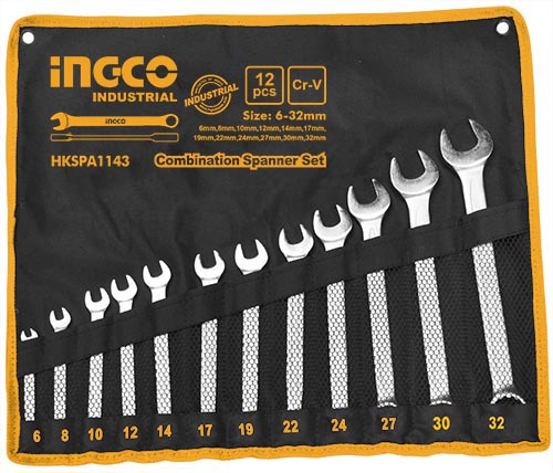HKSPA114312 Pcs Combination spanner set12pcs combination spanner setSize:6-32mm6mm,8mm,10mm,12mm,14mm,17mm,19mm,22mm,24mm,27mm,30mm,32mm