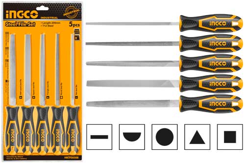 HKTFS05085 Pcs steel file setLength:8“/200mmT12 SteelPacked by double blister
