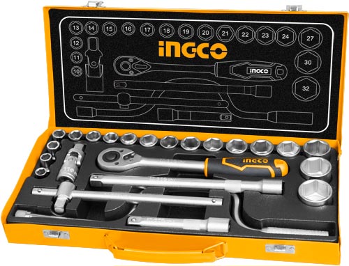 HKTS024324 Pcs 1/2" socket set24 Pcs 1/2" socket set18 Pcs 1/2"DR. Cr-V Sockets: 10,11,12,13,14,15,16,17,18,19,20,21,22,23,24,27,30,32mmMaterial:Cr-V