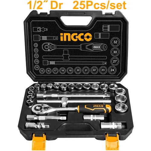 HKTS1225125 Pcs 1/2" socket set25Pcs 1/2" Socket setMaterial:50BV30 High quality Cr-V steelPacked by BMC