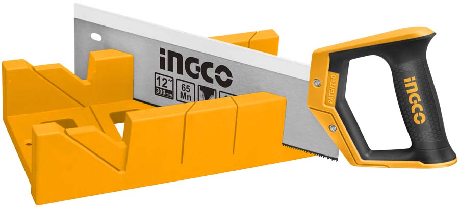 HMBS3008Mitre box and back saw setback saw size:300mm/12"，11TPIplastic mitre box size:300×140×80mmINGCO Style new design handle