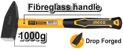 HMH881000Machinist hammerWeight:1000gDrop-forged hammerheadFiberglass handle
