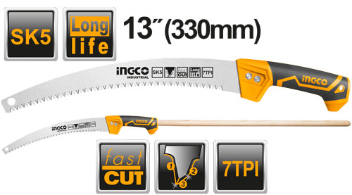 HPS3308Pruning sawSize:13"/330mm7TPI,heat treatment teethFast cut and long life