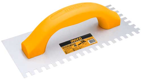 HPTT23108Plastering trowel with teethSize:230x100mmTeeth:10*6mm