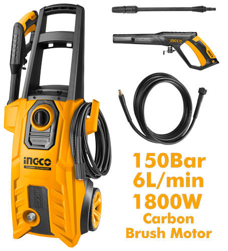 HPWR18008High pressure washerVoltage: 220-240V~50/60HzInput power:1800WMax Pressure:150Bar (2200PSI)