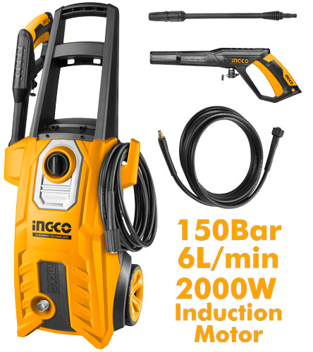 HPWR20008High pressure washerVoltage: 220-240V~50HzInput power:2000WMax Pressure:150Bar (2200PSI)