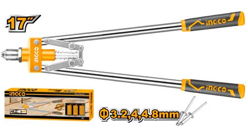 HR171Hand riveterSize:17Applicable rivet size:3.2mm,4mm,4.8mmMaterial:Steel+Aluminum