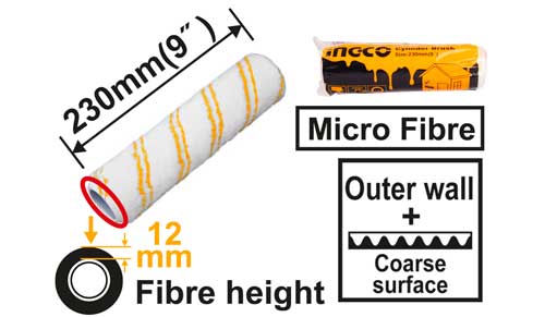HRC3323018Roller cover(Outer wall)Material: Micro fibreSize:230mm/9"Fibre height:18mm