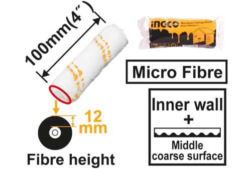 HRC3610012Roller cover(Inner wall)Material:Micro fibreSize:100mm/4"Suitable for inner wall