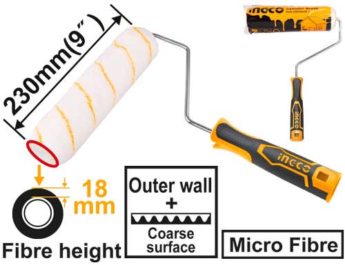 HRHT042302DCylinder brush(Outer wall)Material:Micro fibreSize:230mm/9"Outer wall