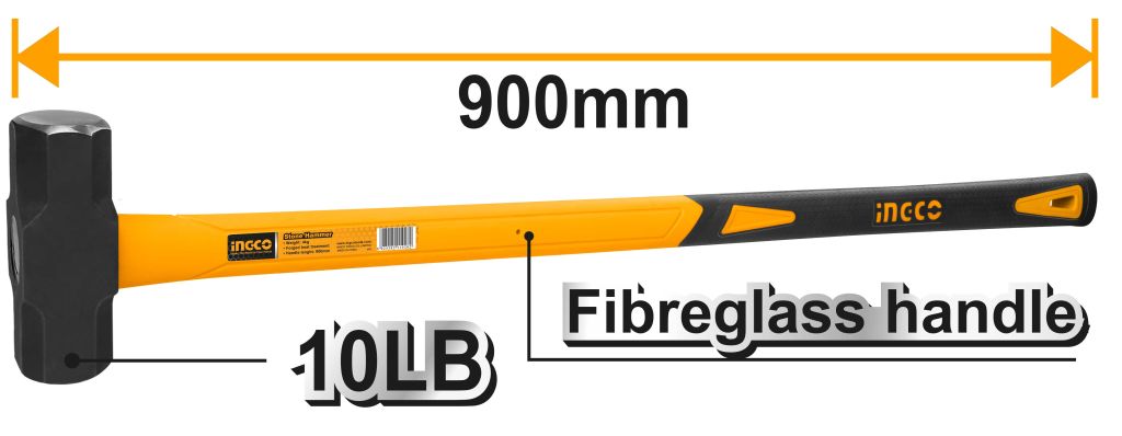 HSM01498Sledge hammerWeight:10LBINGCO Style 900mm Fiberglass handle45# carbon steel Drop-forged