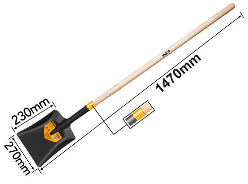HSSH0202Steel shovelLength:1450mmShovel weight:1kgPacked by label