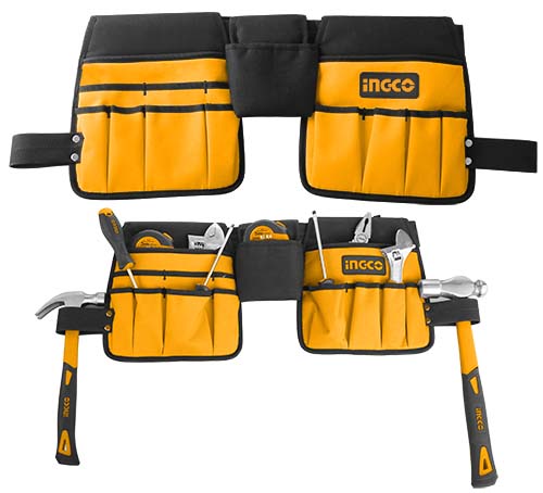 HTBP02031Tool bagSize: 2 Pcs L26*W23cm   1 Pcs L15*W13cmAdjustable belt (92-127cm)Max load: 10kg