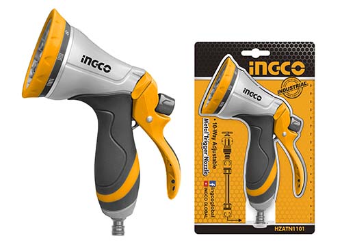 HZATN1101Metal trigger nozzle10-Pattern Rear Trigger Metal Nozzle3/4" tool adaptorComfortable soft grip