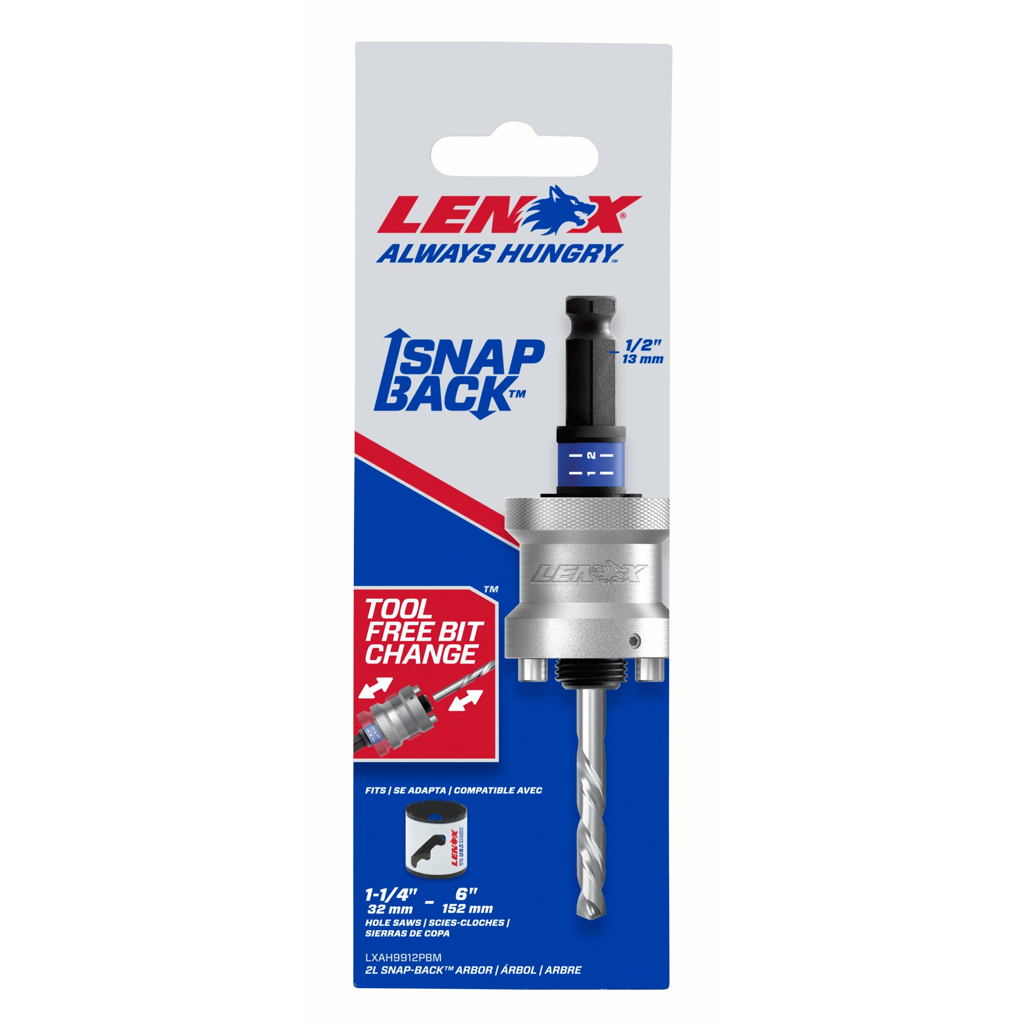 SNAP-BACK® Quick Change Hole Saw Arbors 2L 12.7mm 32 - 210mm