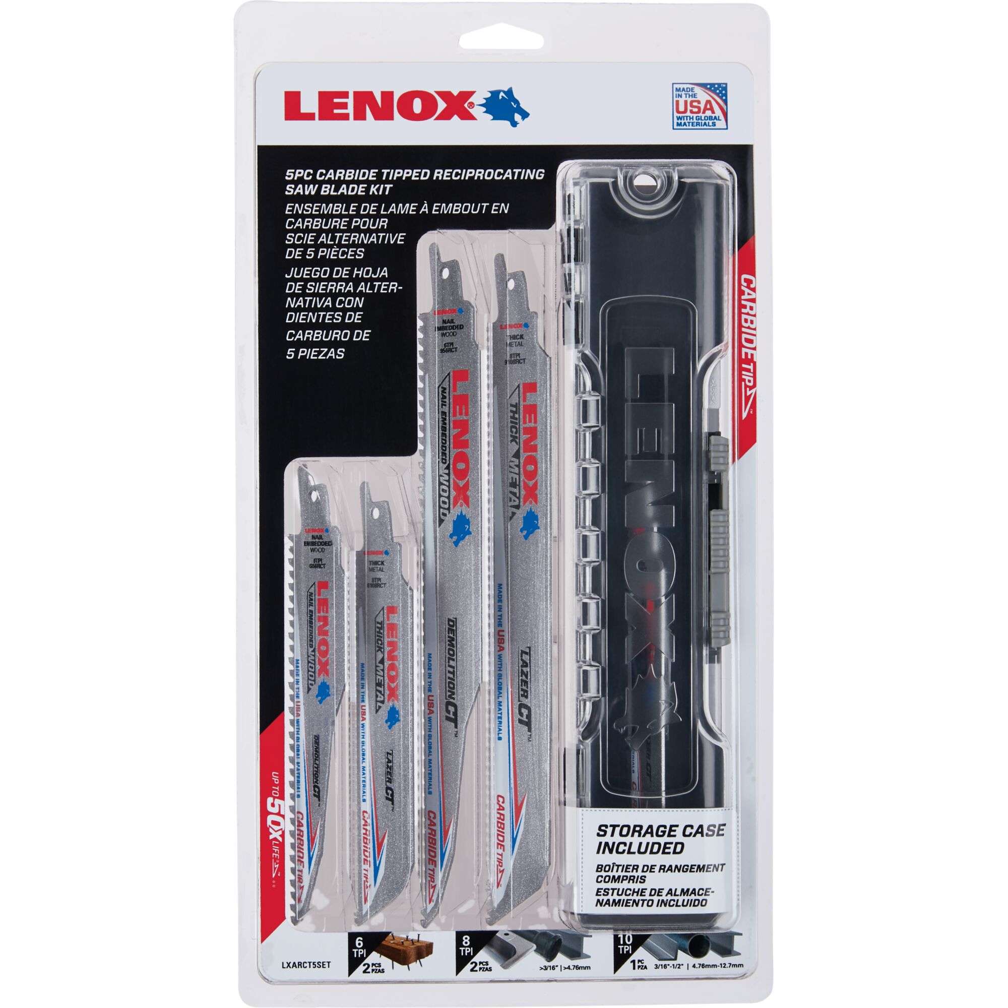 CARBIDE TIPPED RECIP KIT 5PC w/Case 1x 656RCT, 1x 6108RCT, 1x 6110RCT, 1x 956RCT, 1x 9108RCT Includes Storage Case