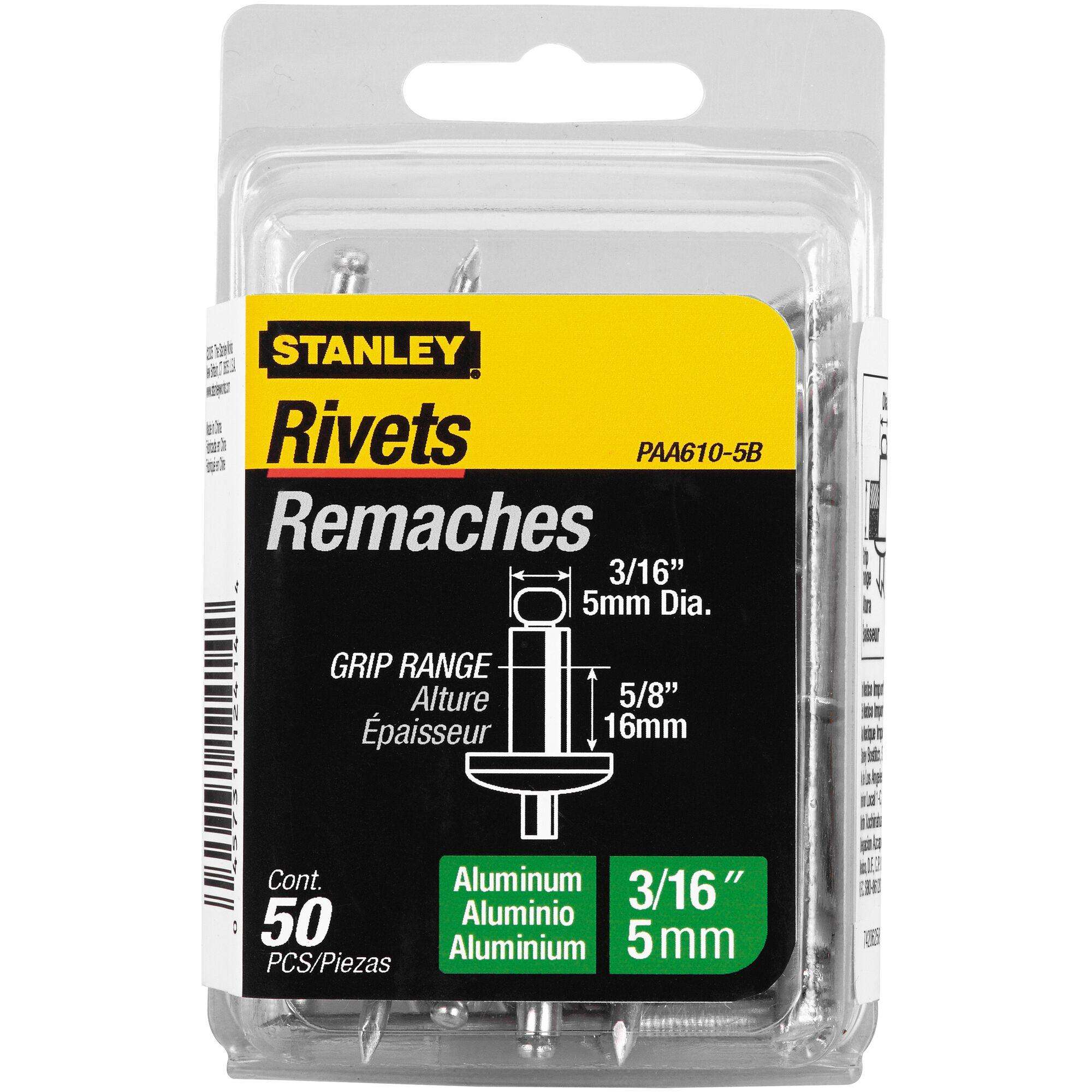 3/16 in x 3/8 in Aluminum Rivets (50 Pk)