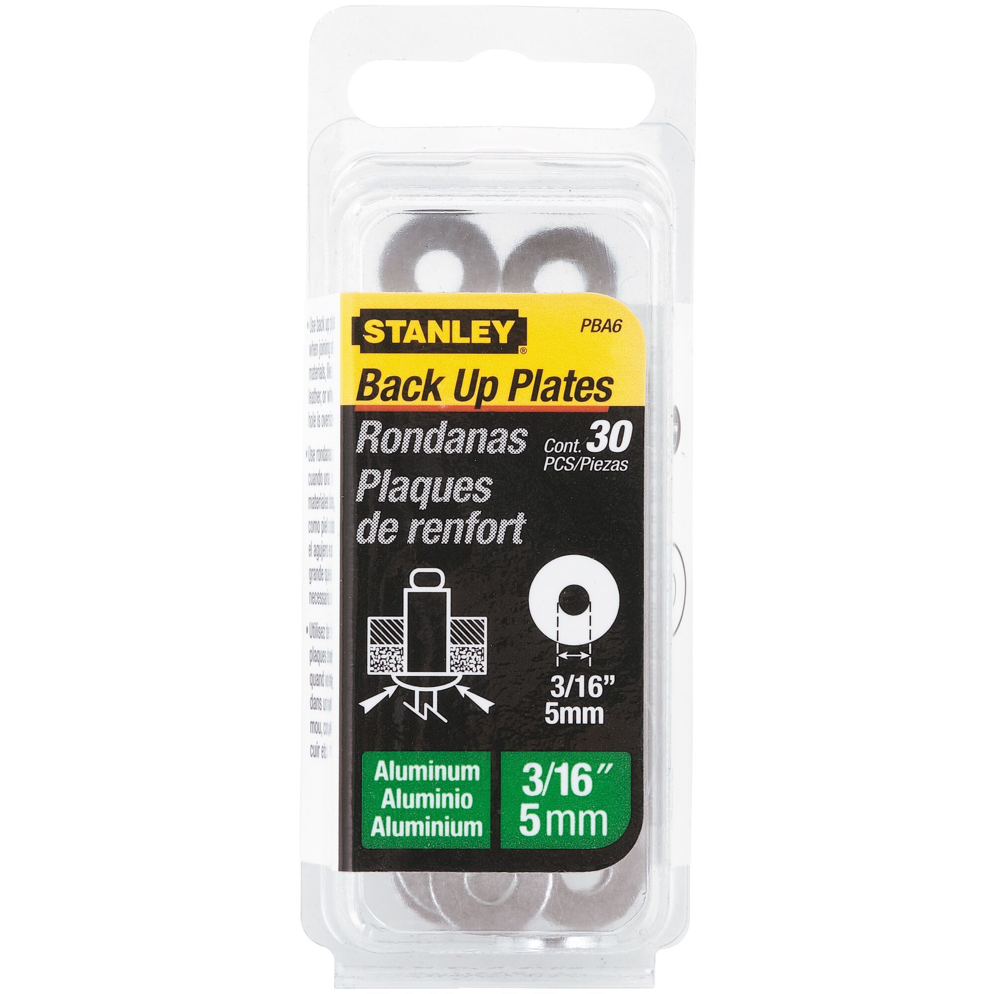 3/16 in Aluminum Back Up Plates (30 Pk)