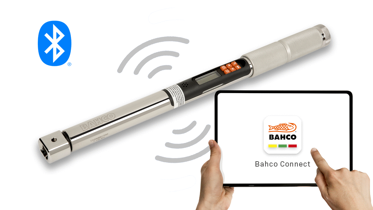 Digital Torque and Angle Slim Bluetooth® Wrench with Memory and Rectangular Interchangeable Head