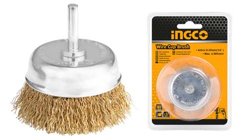WB30751Wire cup brushDia: 75mm, 3"Shank dia: 1/4"Wire dia: 0.3mm